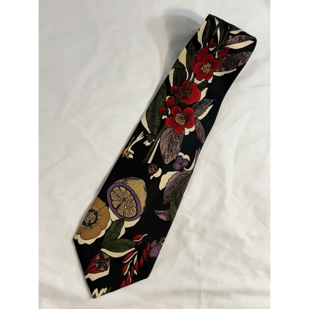 Robert Talbott Studio Floral Geometric Hand Sewn 100% Silk Necktie Tie USA VTG